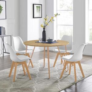 Catini BERSON Étkezőgarnitúra 4x szék +asztal, fehér/natúr