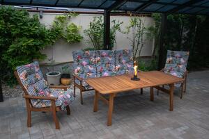 Keményfa kerti bútor pados Relax szett B129_Csíkos-rózsás