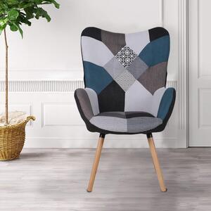 FRODO patchwork Stílusos relaxációs fotel - kék/szürke