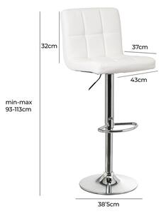 Fehér bőr utánzat állítható magasságú bárszék szett 2 db-os (ülésmagasság 93 cm) – Casa Selección