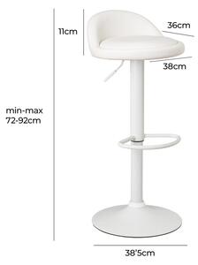 Fehér bőr utánzat állítható magasságú bárszék szett 2 db-os (ülésmagasság 72 cm) – Casa Selección