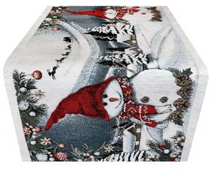 Gobelin karácsonyi asztali futó Hóember 40x130 cm