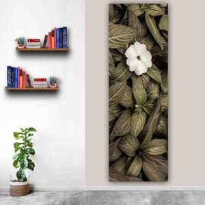 100x40cm Zöld és fehér virág mintás függőleges vászonkép