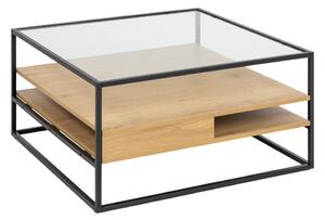 Natúr színű dohányzóasztal üveg asztallappal 80x80 cm Randolf – Actona
