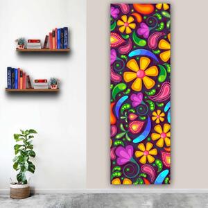 100x40cm Vidám virágos absztrakt függőleges vászonkép