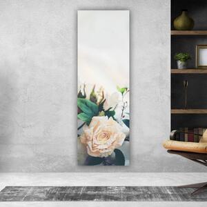 100x40cm Rózsa csokor bézs függőleges vászonkép