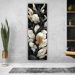 100x40cm Fekete fehér absztrakt 3D virág függőleges vászonkép