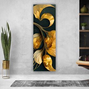 100x40cm Arany barna absztrakt virág függőleges vászonkép