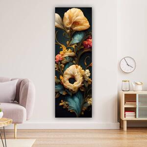 100x40cm Színes absztrakt virág festmény függőleges vászonkép