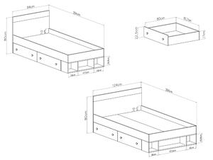 PIXEL egyszemélyes ágy ágyneműtartóval Méret: 90x200