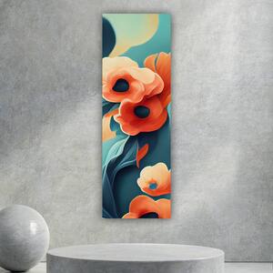 100x40cm Piros virág absztrakt függőleges vászonkép