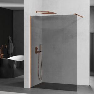 Mexen Kioto walk-in zuhanyfal - füstüveg / rosegold profil - 90 cm (800-090-101-60-40)