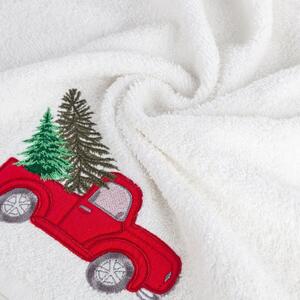 Pamut karácsonyi törölköző Autó karácsonyfával fehér Šírka: 50 cm | Dĺžka: 90 cm