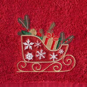 Karácsonyi piros pamut törölköző szett Karácsonyi szánkó Szélesség: 70 cm | Hossz: 140 cm