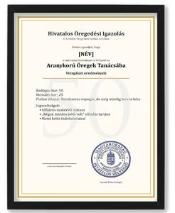Öregedési Igazolás 50™ – Az Aranykor Hivatalos Okmánya - dekortábla
