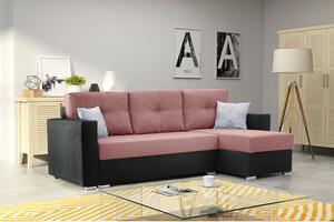 Összecsukható sarok ülőgarnitúra 102 AIDEN Jobb Fekete+rózsaszín