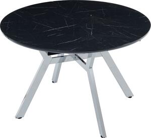 Tuna bővíthető kőr étkezőasztal fekete royal MDF lappal és ezüst fém lábakkal 120x120 cm