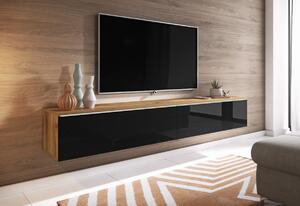 LOWBOARD D 180 TV asztal, 180x30x32, tölgy wotan/fekete fényű