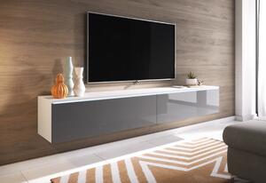 LOWBOARD D 180 TV asztal, 180x30x32, fehér/szürke fényű + LED