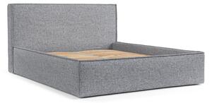 Szürke kárpitozott ágyneműtartós franciaágy ágyráccsal 200x200 cm Lounge L – Maison de Rêve