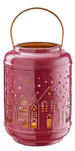 COZY HOME fém lámpás 23 cm, bordó