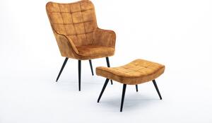 Design fotel Sweden mustársárga bársony