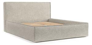 Bézs kárpitozott ágyneműtartós franciaágy ágyráccsal 200x200 cm Lounge L – Maison de Rêve