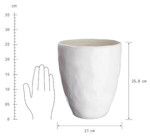 BRIDGET kerámia váza/kaspó, fehér 26cm