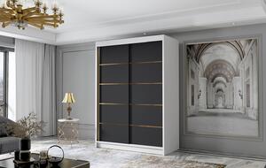 LUNGO IV gardróbszekrény, 120 cm – fehér/fekete