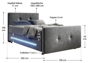 Rugós ágy Houston 120 x 200 cm szürke