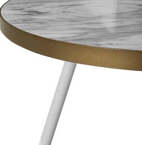 Fehér és arany márványhatású dohányzóasztal ⌀ 61 cm RAMONA