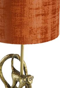 Vintage asztali lámpa, arany színű, vörös színű szövet - Aap Unge