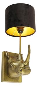 Vintage fali lámpa arany szövetárnyalatú fekete - Naesehorn