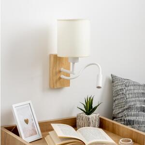 Brilagi Brilagi - LED Rugalmas fali lámpa NUBILA WOOD 1xE27/25W/230V + LED/3W tölgy/fehér/krémes BG1563