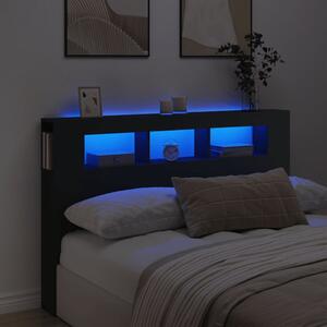 VidaXL fekete szerelt fa LED-es fejtámla 160x18,5x103,5 cm