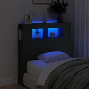 Fekete szerelt fa LED-es fejtámla 100x18,5x103,5 cm