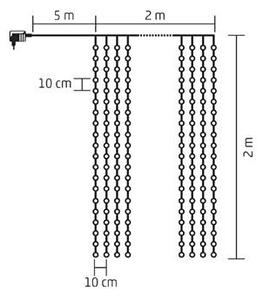 Fényfüggöny, kültéri, 400 db microLED, hidegfehér, 2x2 m, HOME (LUSE001)