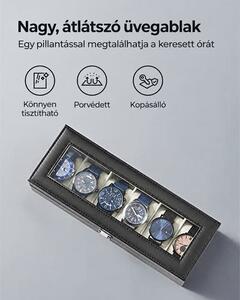 SONGMICS prémium óradoboz 6 órához, fém zárral, fekete/bézs