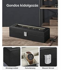 SONGMICS prémium óradoboz 6 órához, fém zárral, fekete/bézs