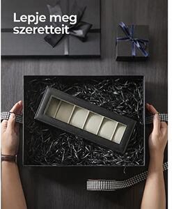 SONGMICS prémium óradoboz 6 órához, fém zárral, fekete/bézs