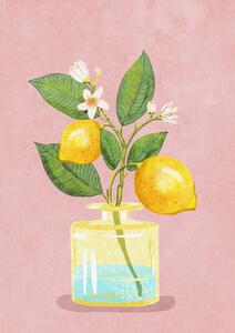 Illusztráció Lemon Bunch In Vase, Raissa Oltmanns, (30 x 40 cm)