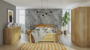 BONY francia ágy + ágyrács, 160x200, tölgy artisan