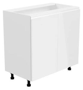 YARD D80 kétajtós alsó konyhaszekrény, 80x82x47, fehér/szürke magasfényű