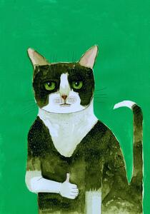 Illusztráció Tuxedo Cat Thumbs Up, Sharyn Bursic, (26.7 x 40 cm)