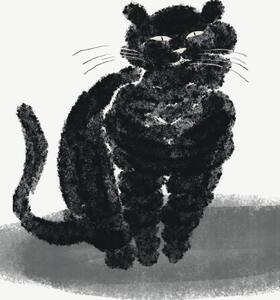 Illusztráció Portrait of a black cat, Little Dean, (30 x 40 cm)