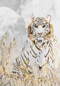 Illusztráció Golden Tiger in the leaves, Sarah Manovski, (26.7 x 40 cm)
