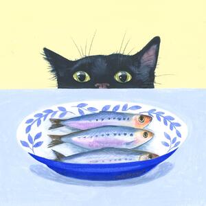 Illusztráció Gourmet Cat, Isabelle Brent, (40 x 40 cm)
