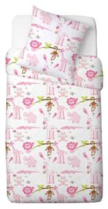 Renforce Zoo pamut ágynemű gyerekeknek rózsaszín ,90 x 140 cm, 45 x 65 cm, 45 x 65 cm