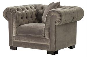 Chesterfield Classic bársony fotel szürke 118x96x77cm