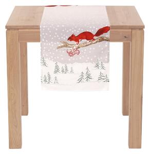 Havas tájkép mókussal karácsonyi motívumú asztali futó, 40 x 150 cm